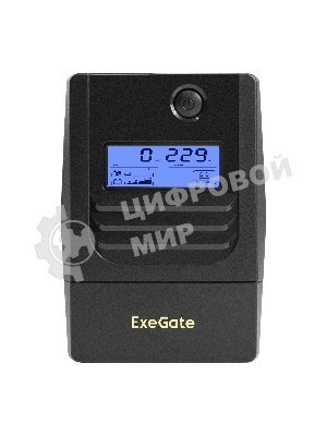 Источник бесперебойного питания ExeGate Smart LB-500.LCD.AVR.2SH.USB (500VA/300W, LCD, AVR, 2*Schuko, USB, батарея 12V 4.5Ah, Black)