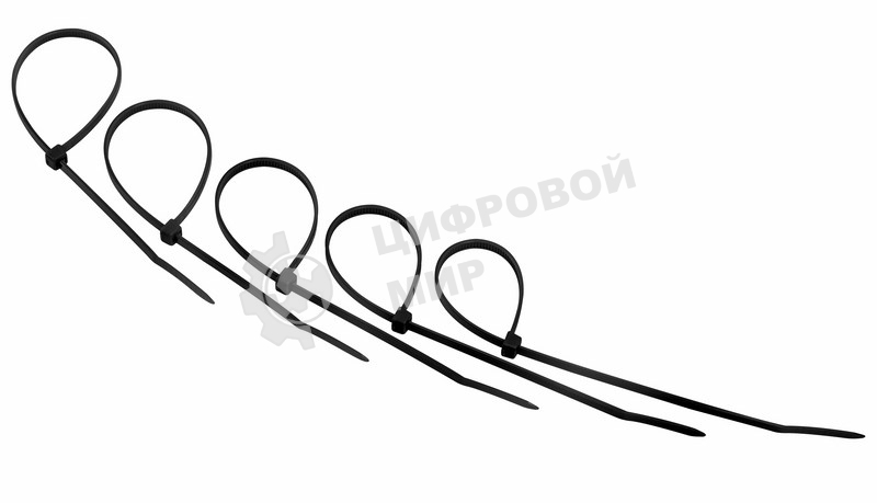 Хомут-стяжкa нeйлонoвая Rexant 200x3,6 мм, черная, упаковка 25 шт.