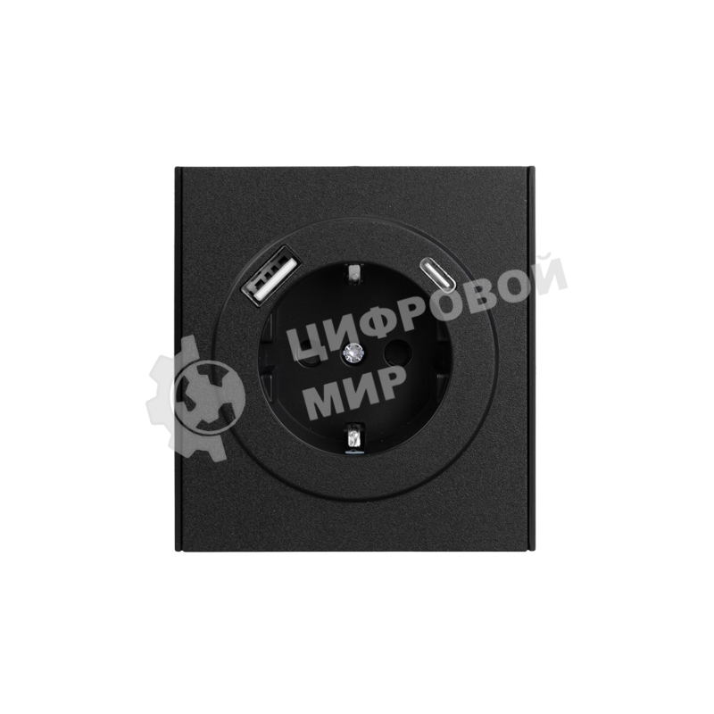 Розетка Kranz STRONG 1-ая с/з с/у з/ш 16А с USB A+C быстрой зарядки 5В/3А антрацит