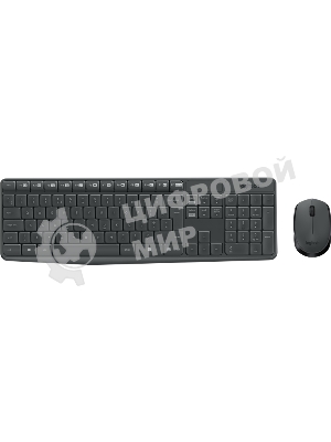 Комплект клавиатура+мышь Logitech MK235 беспроводной, USB, 1000 DPI, серый