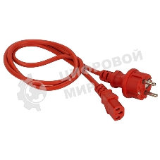 Шнур питания Lanmaster C13-Schuko прямая, 3х0.75, 220В, 10А, красный, 1.5 метра