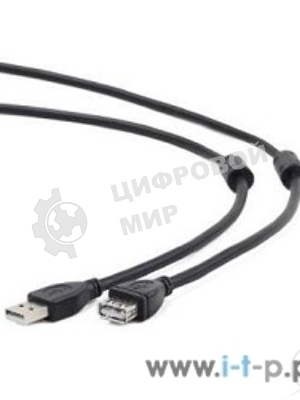 Кабель Gembird/Cablexpert USB 2.0 Pro AM/AF, 3м, экран, 2феррит.кольца, черный, пакет