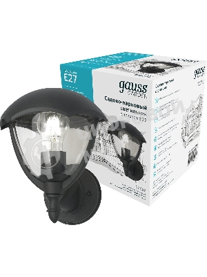 Светильник садово-парковый Gauss Aura на стену вверх 188x210x238мм, 170-240V/50Hz, 1xE27, Max.60W, IP: 54, 1/6