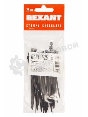 Хомут-стяжкa нeйлонoвая Rexant 100x2,5 мм, черная, упаковка 25 шт.