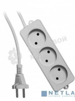 Удлинитель Гарнизон EL-NL3-W-2, 3 розетки допустимый ток 10А, длина 2 м.