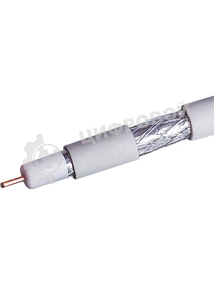 Кабель коаксиальный RG-6 CCS 1.02 (21проц.)/FPE/Al-Pet-Al Foil Unbonded/Al 64х0.12/PVC RW белый (уп.100м) Net.On 109L