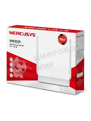 Роутер Mercusys 300Mbps Multi-Mode Wireless N Router, 2× Fixed External Antennas, 2× 10/100 Mbps LAN Ports, 1× 10/100 Mbps WAN Port, FEATURE: Access Point Mode, WPS/Reset Button, IPTV, IPv6, Beamforming, MU-MIMO, Parental Controls, Guest Network