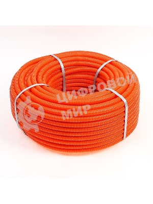 Труба гофрированная из ПНД Rexant с зондом ø 25 мм, оранжевая (50 м/уп.)