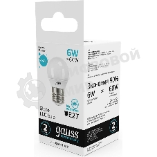 Лампа светодиодная Gauss Elementary 6Вт цок.: E27 шар 220B 4100K св. свеч. белый. ней. (упак.: 10 шт)