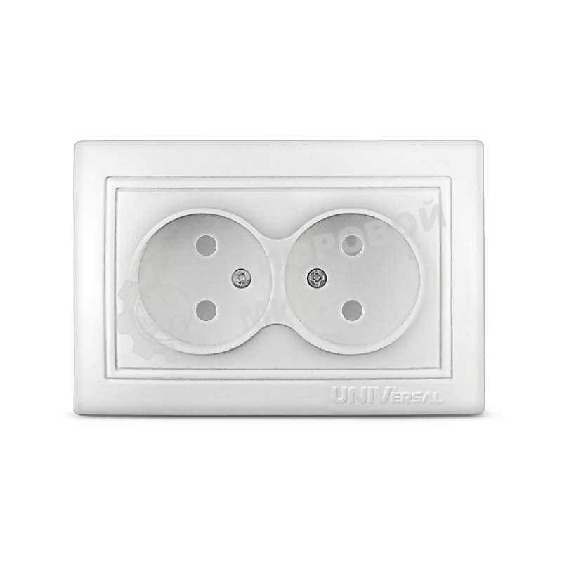 Розетка 2-м СП Севиль 16А IP22 защ. шторки без заземл. бел. Universal С0048