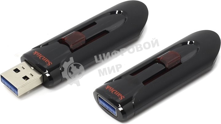 Флешка USB SanDisk CZ600 Cruzer Glide (SDCZ600-016G-G35), 16Gb, USB 3.0, R/W 100/30, черный/красный