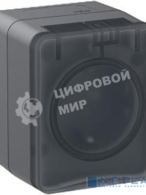 Розетка 1-м ОП AtlasDesign Profi54 16А IP54 250В с заземл. защ. шторки антрацит SchE ATN544045