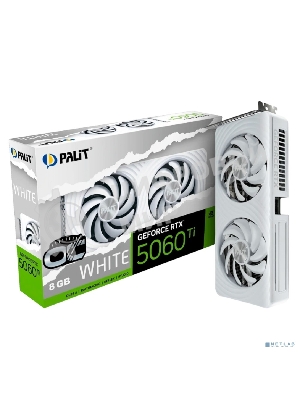 Видеокарта Palit RTX 5060Ti WHITE OC 8Gb GDDR7 128bit 3xDP HDMI 2FAN RTL белый