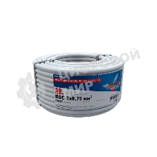 Провод соединительный ПВС Rexant 3x0,75 мм², белый, длина 50 метров, ГОСТ 7399-97