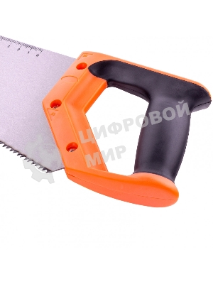 Ножовка по дереву Sparta 450 мм, 7-8 TPI, зуб-2D, каленый зуб, линейка, двухкомпонентная рукоятка
