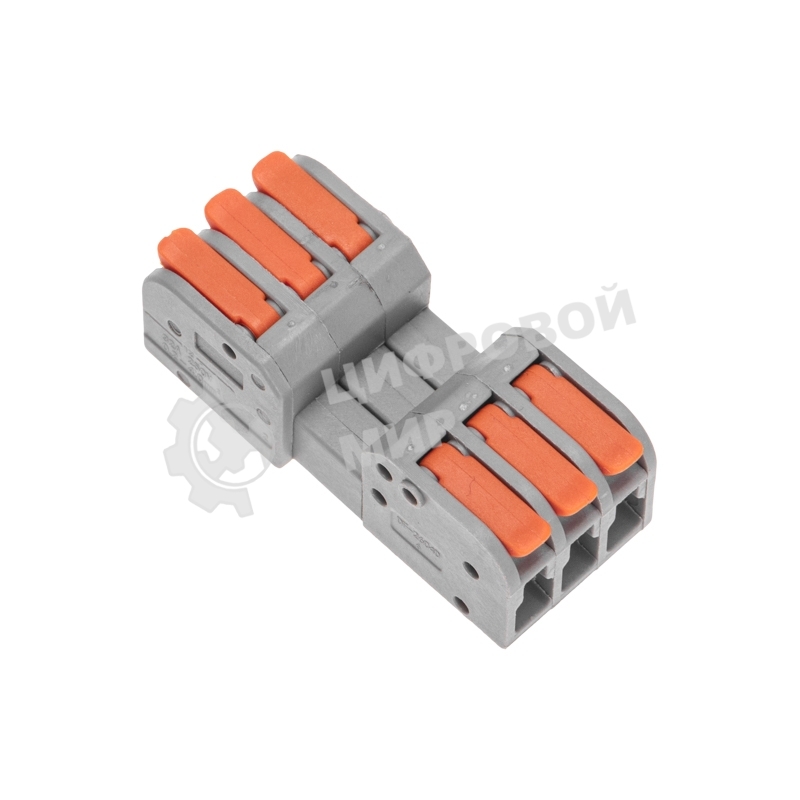 Клемма Rexant СМК 222-423R проходная разъемная 3 полюса серый 0,2-2,5/4 мм² (блистер 5 шт/уп)