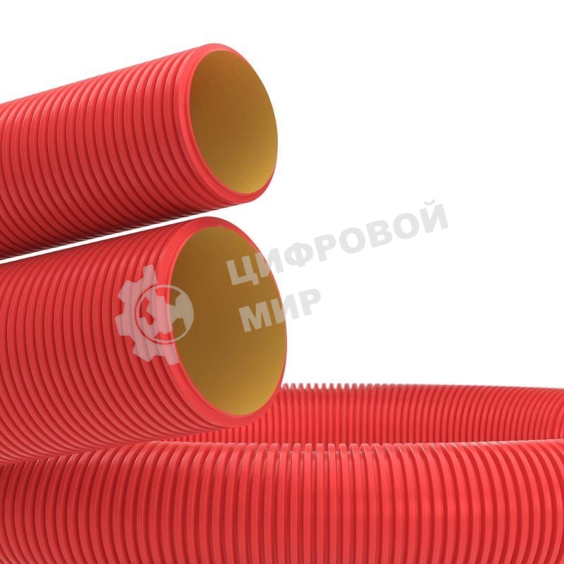 Труба гофро двустен. ДКС 121911 ПНД d110 с протяж. красн. (уп.50м)