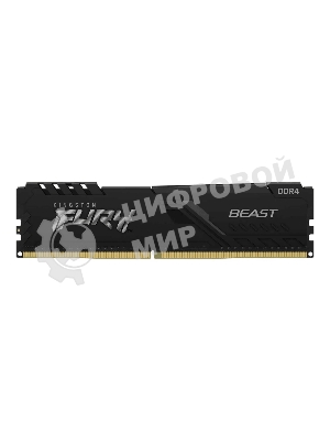 Оперативная память Kingston Fury Beast, DDR4, 16GB (1x16GB), 3200MHz, CL16, DIMM, с радиатором, черный