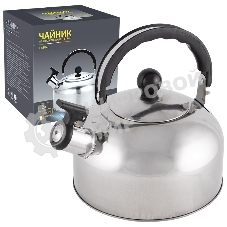 Чайник для плиты из нерж. стали со свистком Casual, зерк полировка, литраж - 2 л, без тм