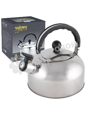 Чайник для плиты из нерж. стали со свистком Casual, зерк полировка, литраж - 2 л, без тм