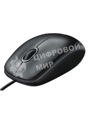 Мышь проводная Logitech B100 черный, 1000 dpi, USB, кнопки - 3