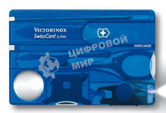 Швейцарская карта Victorinox SwissCard Lite (0.7322.T2) синий полупрозрачный коробка подарочная