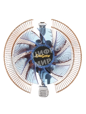 Кулер для процессора ExeGate Wizard EE91-PWM.Cu.BLUE бронзовый, 90 мм, алюминий/медь, 2400 об/мин, 24 дБ, 4 pin, 80 Вт, 58 мм