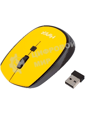 Мышь беспроводная HIPER HOMW-085 желтый, 1600 dpi, радиоканал, USB, кнопки - 4