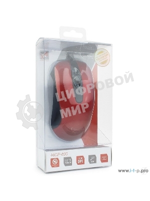 Мышь проводная Gembird MOP-400-R красный, 1000 dpi, USB, кнопки - 3