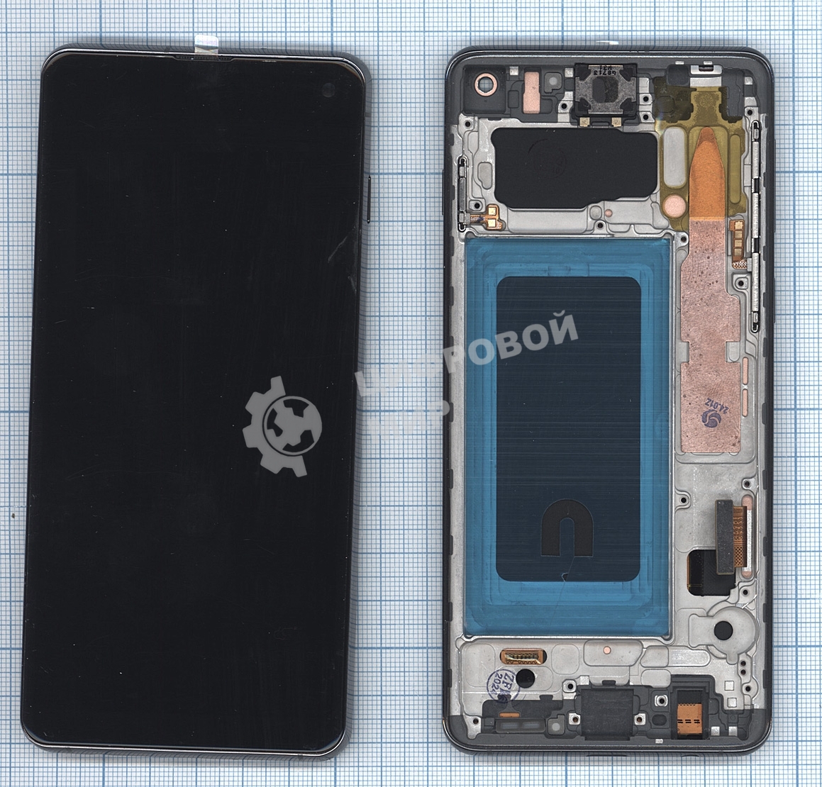 Дисплей (модуль) для Samsung Galaxy S10 SM-G973F в сборе с тачскрином и рамкой OLED черный