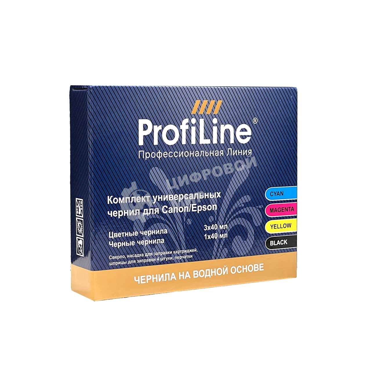 Комплект ун-ных чернил для принтеров Canon/Epson, Black/Cyan/Magenta/Yellow 4x40 мл водн ProfiLine