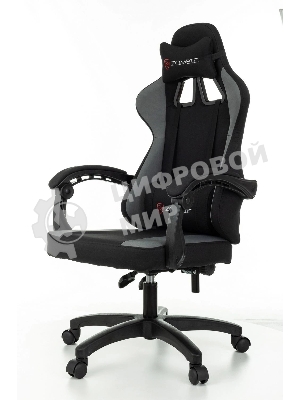 Кресло Zombie Rudger черный/серый, экокожа, 120 кг, механизм качания