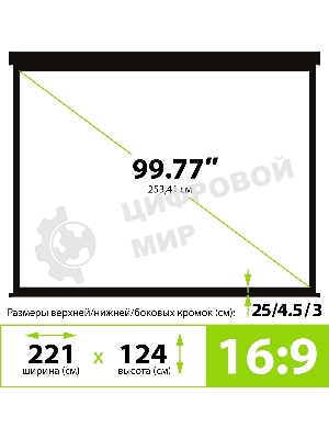 Экран Cactus 124.5x221 см Wallscreen CS-PSW-124X221-BK 16:9 настенно-потолочный рулонный черный