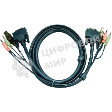 Кабель KVM USB(тип А Male)+DVI-D(Male)2хАудио(Male) (-) USB(тип B Male)+DVI-D(Male)+2хАудио(Male) 3м., черный. CABLE DVI/USB B/MC.SP-DVI/USB A 3M