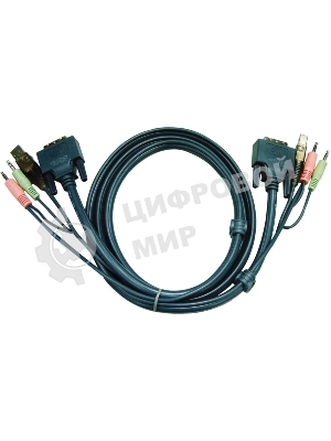 Кабель KVM USB(тип А Male)+DVI-D(Male)2хАудио(Male) (-) USB(тип B Male)+DVI-D(Male)+2хАудио(Male) 3м., черный. CABLE DVI/USB B/MC.SP-DVI/USB A 3M