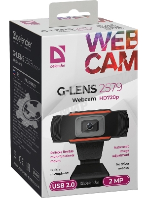 Веб-камера G-lens 2579 HD720p 1280x720, 30 кадр/с, USB Type-A, микрофон, автоосвещение, универсальное крепление