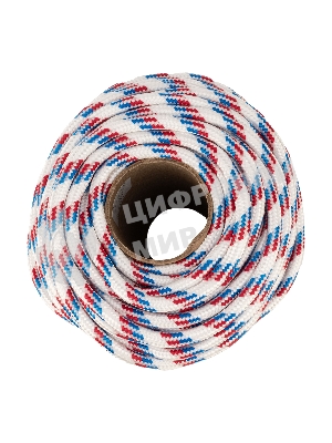 Фал плетеный Сибртех полипр. 24-прядный с полипр. серд. 10 мм, бухта 100 м, 700 кгс