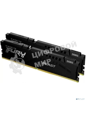 Оперативная память Kingston Fury Beast, DDR5, 64Gb (2x32Gb), 6000MHz, CL36, DIMM, с радиатором, черный