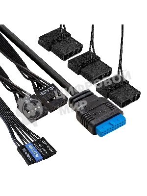 Компьютерный корпус Miditower ExeGate EVO-5001A-EVO800 (ATX, БП EVO800RGb с вент. 12 см, 2хUSB+1хUSB 3.0+HD Audio, черный, 3 вент.12см с RGb подсветкой, боковая панель - закаленное стекло)