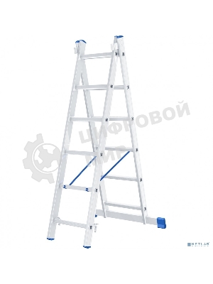 Лестница Сибртех, 2 х 6 ступеней, алюминиевая, двухсекционная