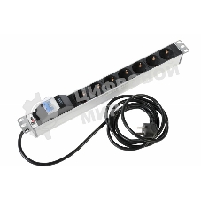 Блок розеток Rem-16 с авт. 16А, 7 Shuko, алюм., 19