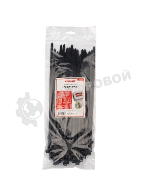 Хомут-стяжкa нейлоновая с тройным замком Rexant 300x7,6 мм, черная, упаковка 100 шт.