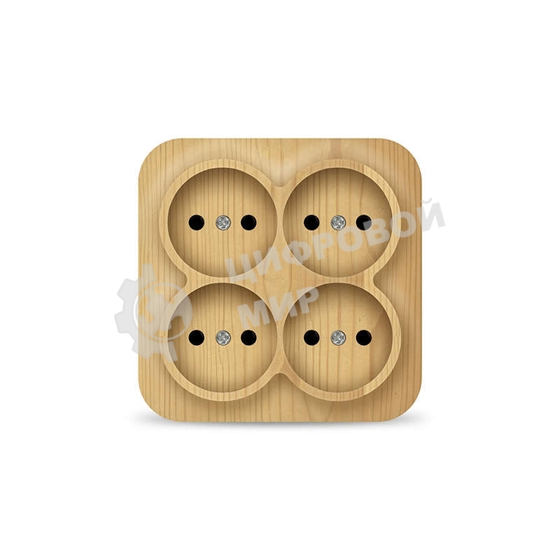 Розетка 4-м ОП 10А IP20 квадрат. без заземл. сосна IONICH 1458