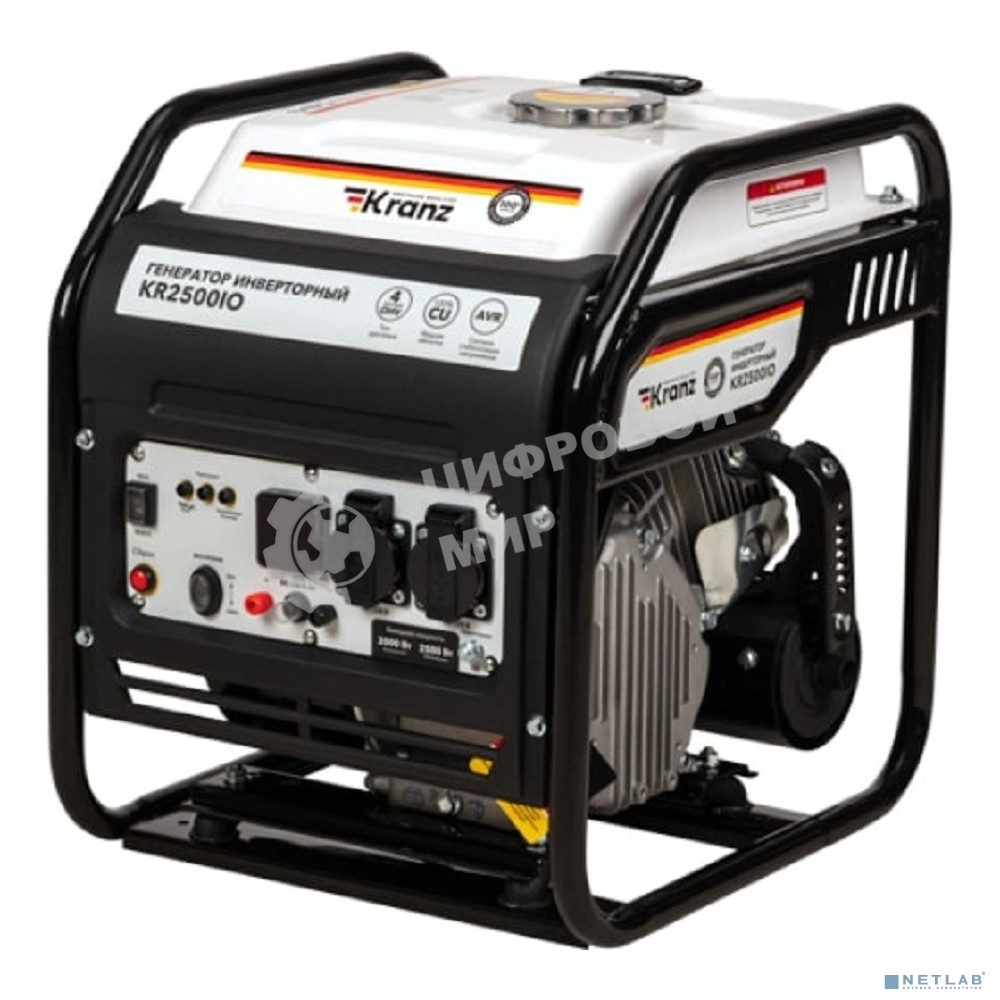 Электрогенератор бензиновый инверторный Kranz KR2500IO, 2.5 кВт, 96 дБ, 27 кг
