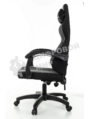 Кресло Zombie Rudger черный/серый, экокожа, 120 кг, механизм качания