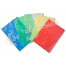 Конверт на кнопке Бюрократ PK804A5/1 A5, пластик, 0.18мм, ассорти