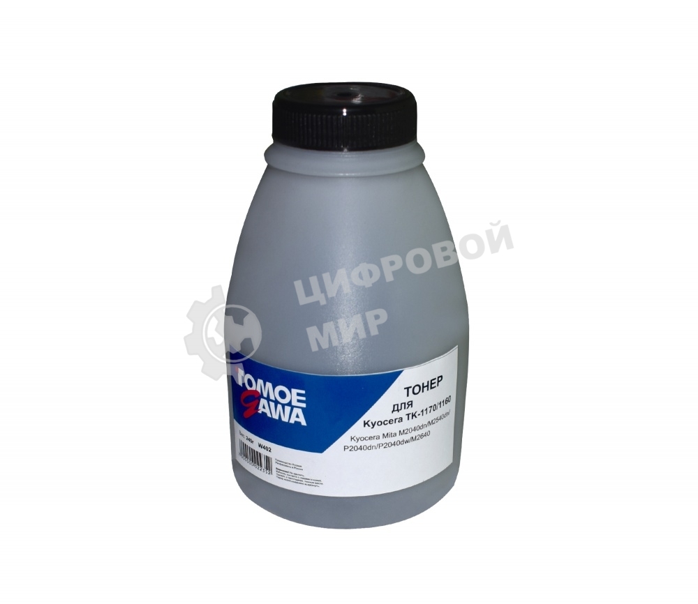 Тонер TK-1170/1160 для принтеров Kyocera Mita M2040dn/M2540dn/P2040dn/P2040dw/M2640 240г (W402) Tomoegawa Фасовка РФ