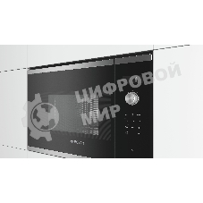 Встраиваемая микроволновая печь Bosch BFL524MS0 нержавеющая сталь, 20 л, 800 Вт, переключатели - поворотный механизм/сенсор
