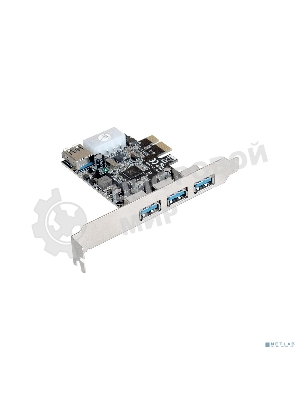 Контроллер ExeGate EXE-367 PCI-E 2.0, 3*USB 3.0 ext + 1*USB 3.0 int, разъем доп.питания (OEM)