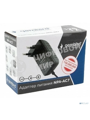 Адаптер питания Gembird NPA-AC7, 12В/1А, 1 штекер 5,5х2,5мм